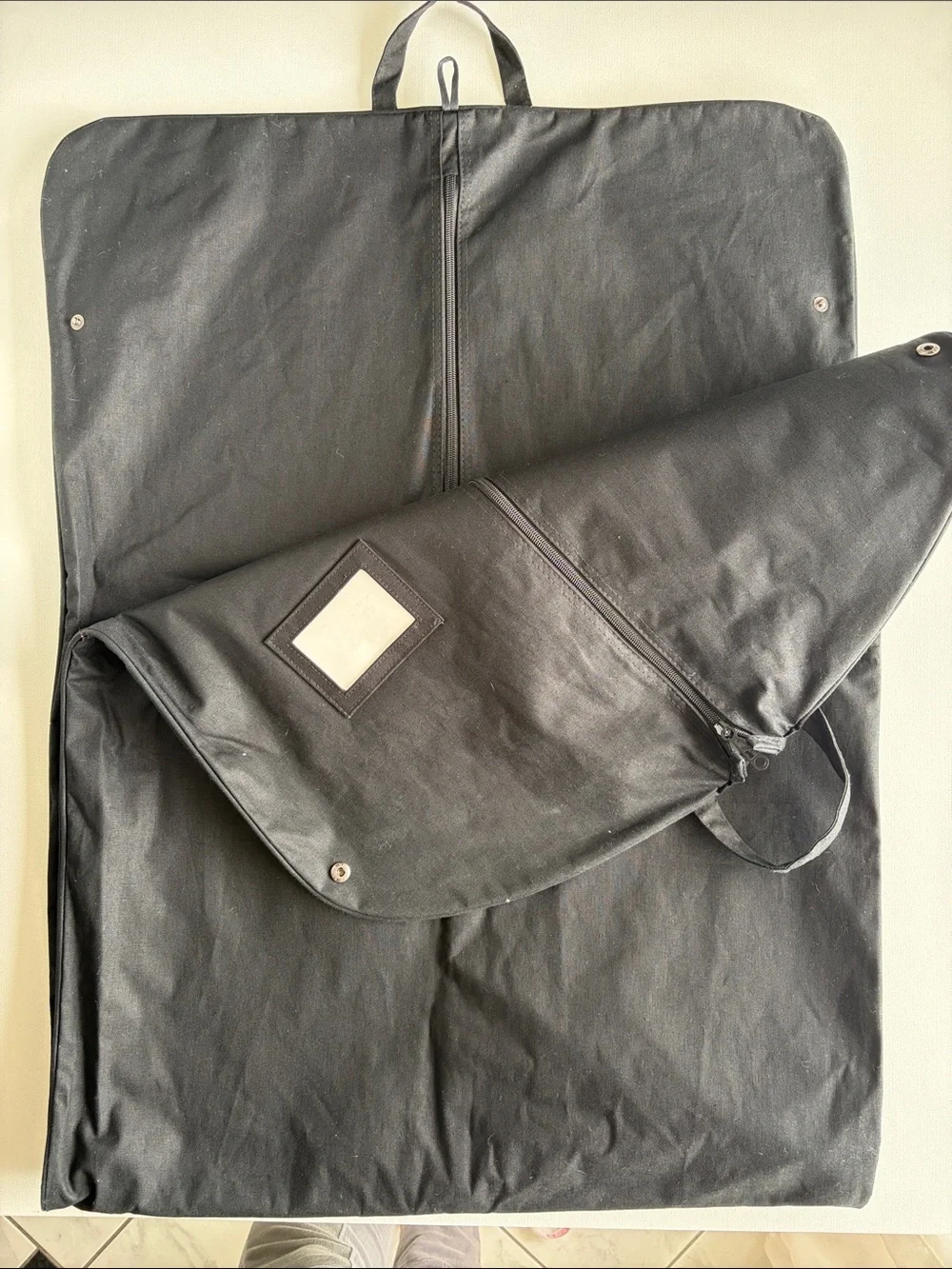 CHANEL Black Fabric Garment Bag Cover White Logo 63.5